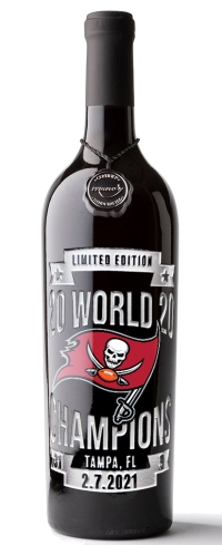 Tampa Bay Bucs 2020 World Champions Banner Etched Cabernet