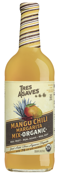 Tres Agaves Organic Mango-Chile Margarita Mix has just the right balance of sweet and spice to complement Tequila’s unique taste profile. It is crafted from simple ingredients, like organic mango purée, organic chili purée, agave nectar, and lemon juice, ensuring it tastes pure and refreshing. So, just add our award-winning Tres Agaves Organic 100% de Agave Tequila to make real, healthier, organic margaritas.